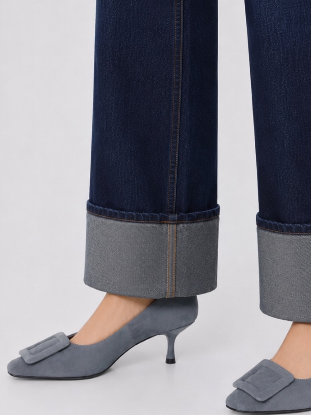 Bibi Lou Anthropologie Slip On Suede Blue Grey Suede Loafer Classic Kitten Heels